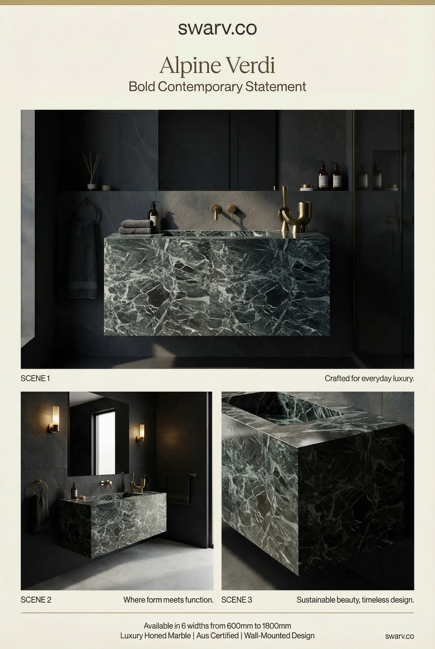 Alpine Verdi wall hung integrated Vanity