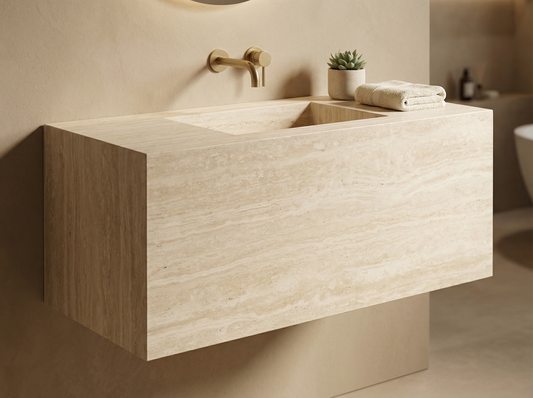 Travertine Integrated wall hung Vanity
