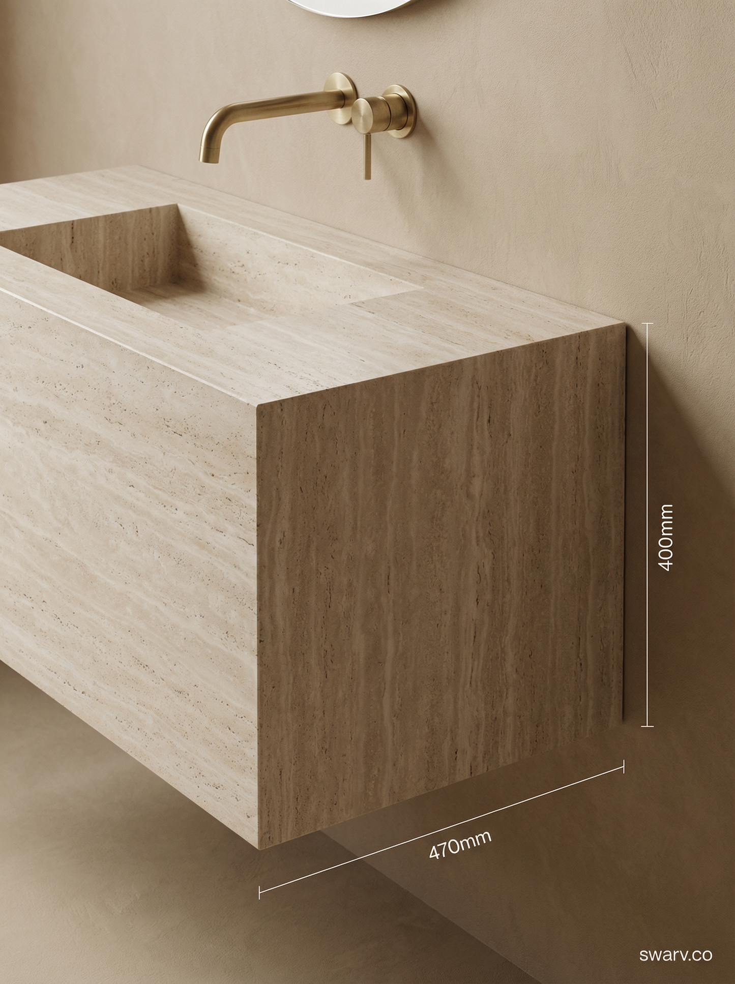 Travertine Integrated wall hung Vanity